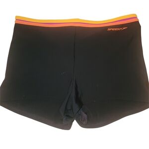 Speedo Black Swim Shorts with Orange, Pink and Yellow Trim 12